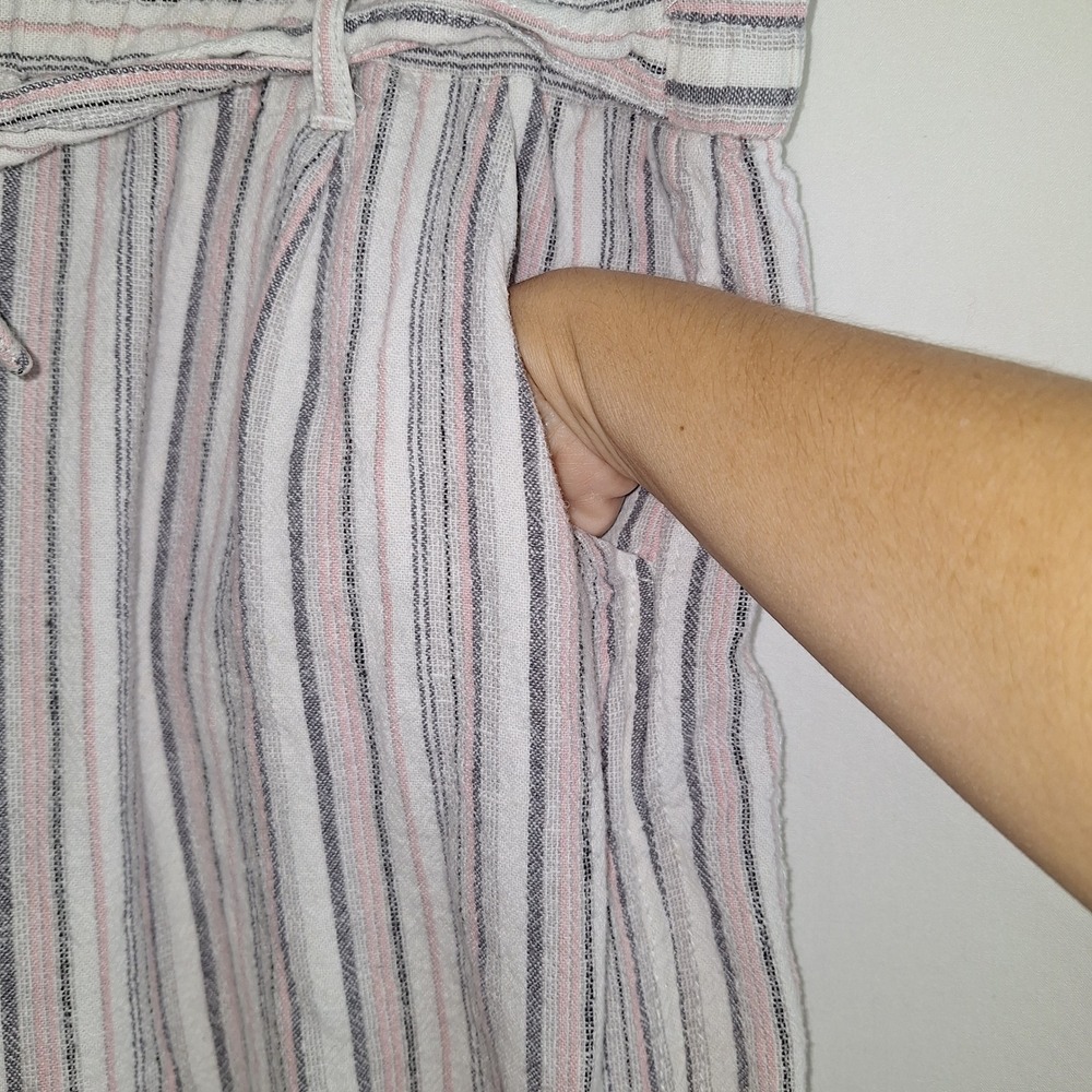 Cottagecore Boho Linen Blend Resort Wear Chic Jolt Wide Leg Striped Pants XL - Picture 10 of 16
